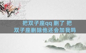 把双子座qq 删了 把双子座删除他还会加我吗